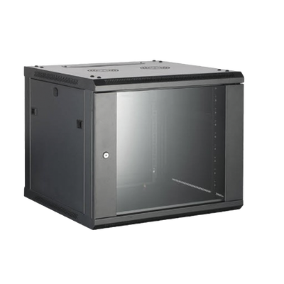 Gabinete para Montaje en Pared - Piso / Puerta de Cristal Templado / Cuerpo Fijo / 9 Unidades de Rack / 19" / Fabricado en Acero