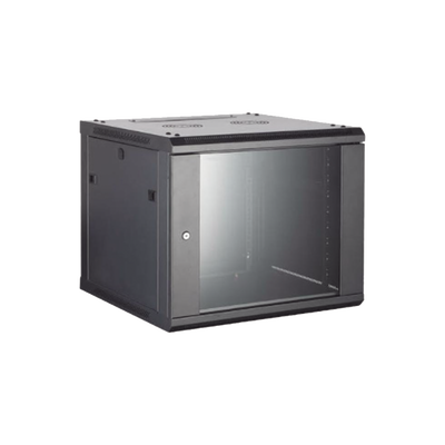 Gabinete para Montaje en Pared - Piso / Puerta de Cristal Templado / Cuerpo Fijo / 12 Unidades de Rack / 19" / Fabricado en Acero