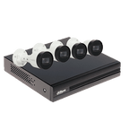 DAHUA KITNVR1104HS-P+4C1TB- Kit IP de 4 canales con NVR con 4 puertos PoE, 1TB de almacenamiento, y 4 cámaras bullet de 2MP con IR de 30 metros y clasificación IP67 para exteriores. Ideal para una vigilancia eficiente y robusta. #KitDahua