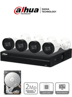 DAHUA KITNVR1104HS-P+4C1TB- Kit IP de 4 canales con NVR con 4 puertos PoE, 1TB de almacenamiento, y 4 cámaras bullet de 2MP con IR de 30 metros y clasificación IP67 para exteriores. Ideal para una vigilancia eficiente y robusta. #KitDahua
