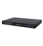 DAHUA PFS3220-16GT-190 - Switch Poe de 16 Puertos Gigabit/ Poe Inteligente/ Puerto Rojo de 90W/ 190 Watts Totales/ 2 Puertos SFP Opticos/ Protocolos Poe:IEEE802.3af, IEEE802.3at, Hi-PoE, IEEE802.3bt/ Switching 52 Gbps/ Protección de Descargas/
