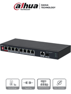 DAHUA PFS3110-8ET1GT1GF-96 -Switch PoE de 10 Puertos/8 Puertos Poe 10/100/1Puerto SFP de1000 Mbps/1 Puerto Uplink de 10/100/1000/ 96 Watts Totales/ Alimentación hasta 250 Mts/Soporta PoE Whatchdog/Puerto Rojo soporta IEEE 802.3bt/#SwitchD2 #REM #MCI2 #RMM