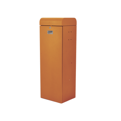 Barrera vehicular izquierda / Soporta brazo de hasta 5.5 m / Final de carrera ajustable por programación / Movimiento fluido / Diseño elegante color naranja