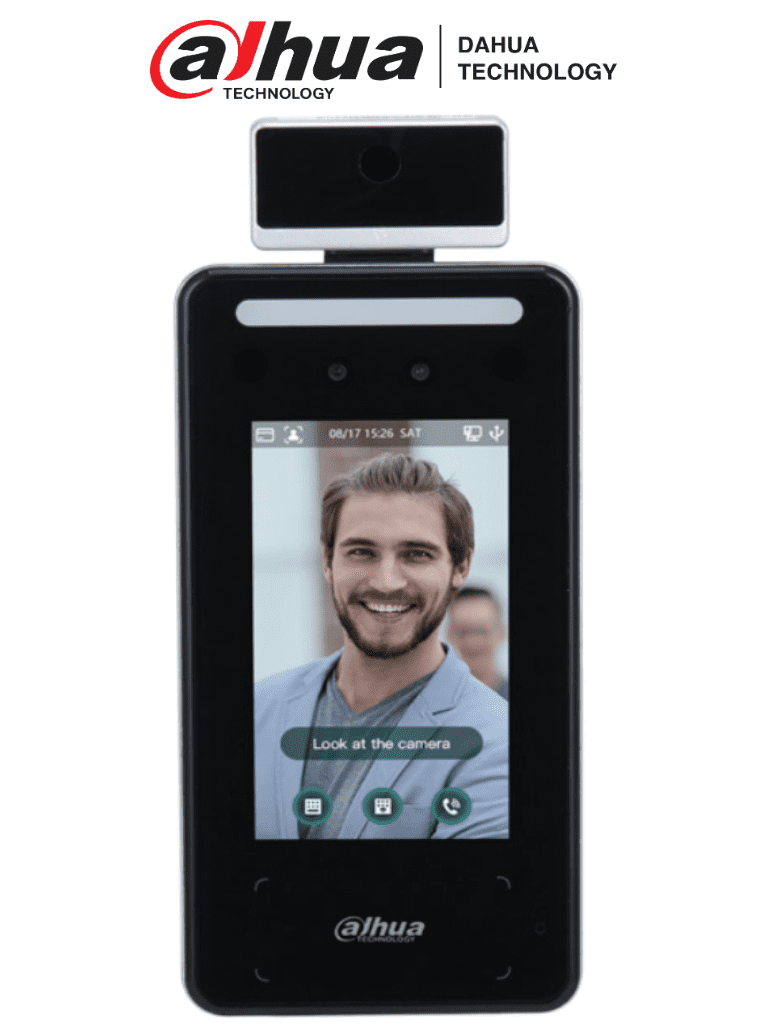DAHUA ASI6213J-FT1- Control de acceso facial / Con medición de temperatura/ Pantalla de 4.3" / Distancia de reconocimiento facial de .3 a 1.5 m/ Velocidad de .2 seg/ 6000 Rostros/ 6000 Usuarios/ Soporta tarjeta y password #XCDAHUA