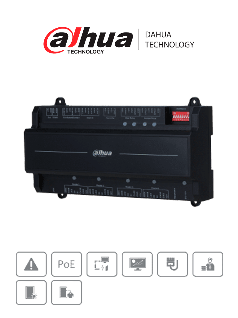 DAHUA ASC2202B-D - Panel de Control de Acceso de 2 Puertas y 4 Lectoras/ TCP/IP/ Wiegand/ 100,000 Usuarios, 3,000 Huellas y 500,000 Registros/ Soporta Interlock, Anti-passback, Desbloqueo Remoto/ Funcion WatchDog #ACCDAHU