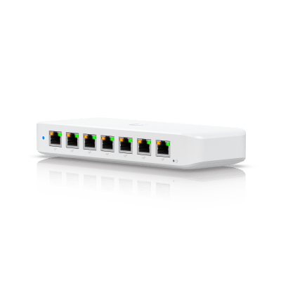 USW Ultra Switch de 8 Puertos GbE (7 Puertos PoE+ y 1 Puerto Entrada PoE++) con Opciones de Montaje Versátiles